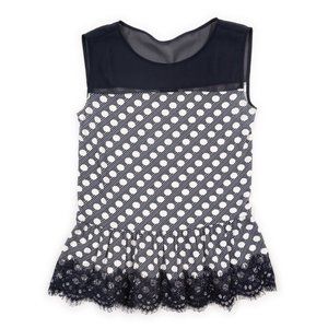 ANN TAYLOR lightweight navy / white polka dot peplum top with size XS
